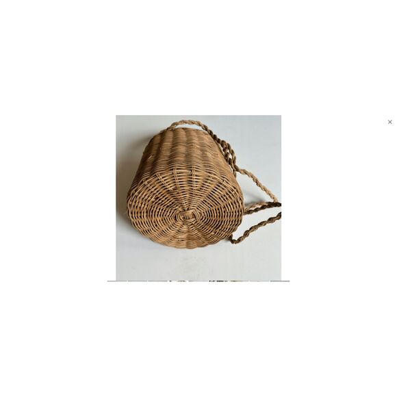 Zara Wicker Rattan Straw Gingham Crossbody Shoulder Bucket Basket Handbag (NWT) - Picture 9 of 10